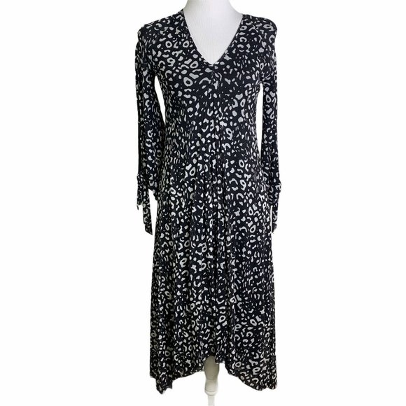 Fuzzi Cheetah Print Mesh Cold Shoulder Dress